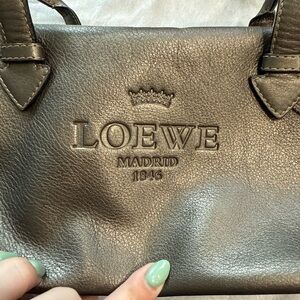 Loewe Dark Metallic Gray Leather Bostons Shoulder Bag